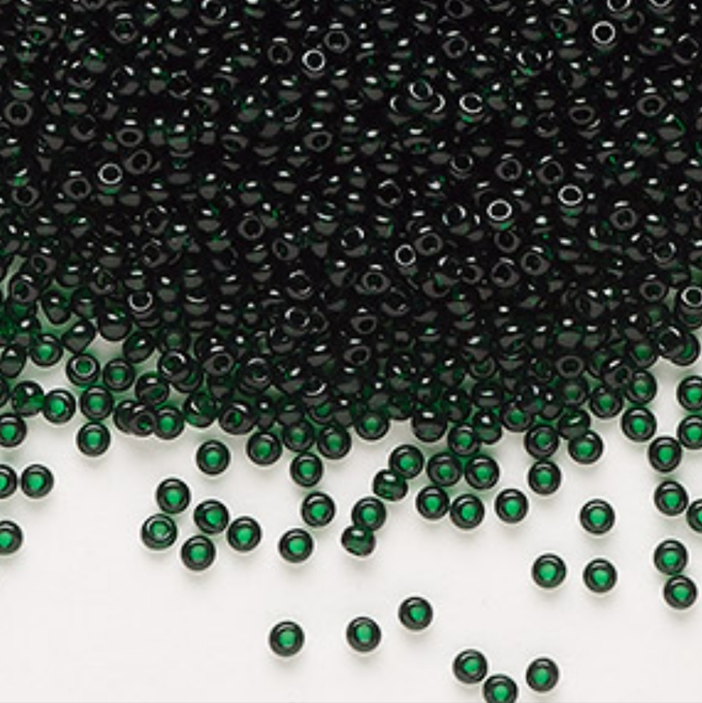 5/$15 Seed Bead Czech Glass Transparent Dark Green Tube